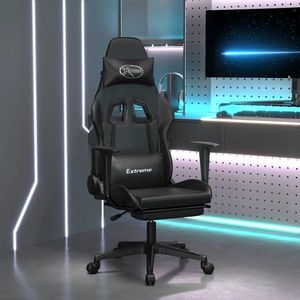 vidaXL Scaun de gaming cu masaj/suport picioare, negru, piele eco imagine