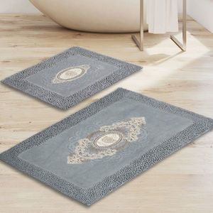 Set covorase de baie 2 piese, Alanur Home, ALN_E4_303, Poliester, Gri imagine