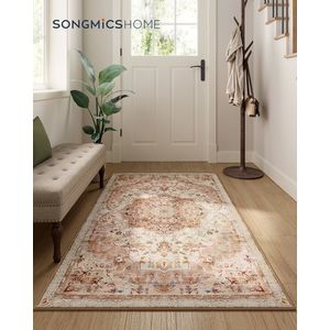 Covor antiderapant Songmics Vintage, 80x150 cm, lavabil la masina, poliester, cappuccino imagine