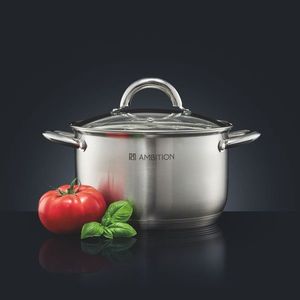 Oala cu capac Solar, Ambition, 24 cm, 6.1 L, inox, argintiu imagine