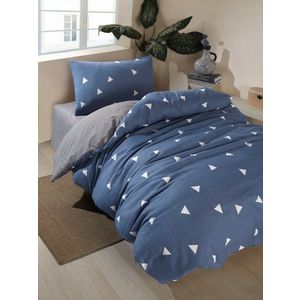 Lenjerie de pat pentru o persoana, Geometrik - Blue, Eponj Home, 65% bumbac/35% poliester imagine