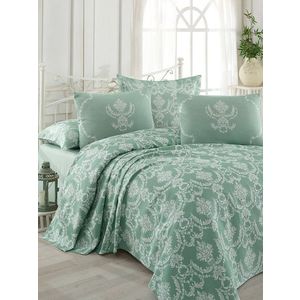 Set cuvertura pique Single, Pure - Sea Green, EnLora Home, Bumbac imagine