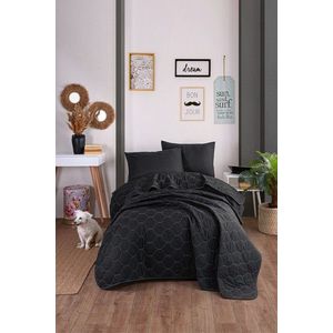 Set cuvertura Single 160x220 cm, 2 piese, Solid - Black, Eponj Home, 65% bumbac/35% poliester imagine