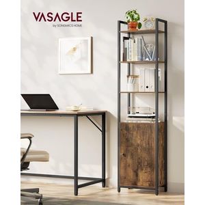 Corp biblioteca, Vasagle, Industrial Tall, 40x24x159.5 cm, otel/PAL, maro/negru imagine