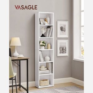 Corp biblioteca cu 6 rafturi, Vasagle, Scandinavian, 40x24x178.5 cm, PAL, alb imagine