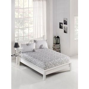 Set de pat dublu (cearceaf cu elastic si perne) 3 piese, Palma, EnLora Home, 65% bumbac/35% poliester imagine