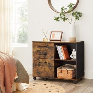 Dulap de birou pentru dosare, Vasagle, cu roti, compartiment A4 si letter, 80x40x66 cm, PAL, maro imagine