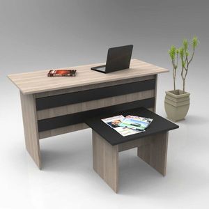 Set mobilier de birou, Locelso, Vo8-Ob, PAL, Stejar / Negru imagine