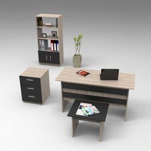 Set mobilier de birou, Locelso, Vo11-Ob, PAL, Stejar / Negru imagine