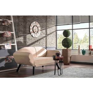 Canapea extensibila Genzo, Futon, 2 locuri, 177x81x87 cm, metal, crem imagine