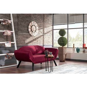 Canapea extensibila Genzo, Futon, 2 locuri, 177x81x87 cm, metal, maroon imagine