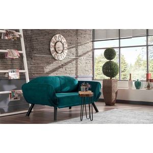 Canapea extensibila Genzo, Futon, 2 locuri, 177x81x87 cm, metal, petrol blue imagine