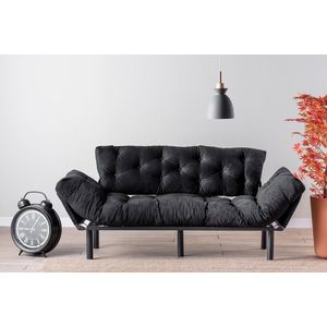 Canapea extensibila Nitta Triple, Futon, 3 locuri, 225x70 cm, metal, negru imagine