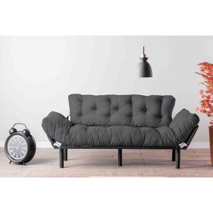 Canapea extensibila Nitta Triple, Futon, 3 locuri, 225x70 cm, metal, gri imagine