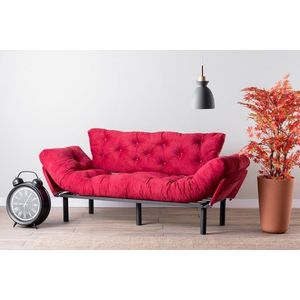 Canapea extensibila Nitta Triple, Futon, 3 locuri, 225x70 cm, metal, maroon imagine