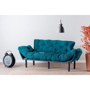 Canapea extensibila Nitta Triple, Futon, 3 locuri, 225x70 cm, metal, petrol verde imagine