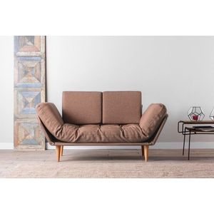Canapea extensibila Nina Daybed, Futon, 3 locuri, 200x70 cm, metal, maro dechis imagine