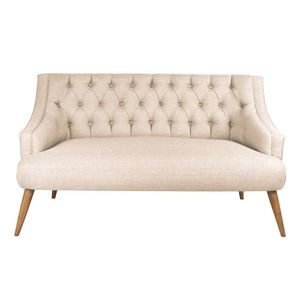 Canapea fixa Lamont, Zeon, 2 locuri, 140x74x80 cm, lemn, crem imagine