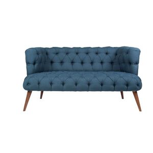 Canapea fixa West Monroe, Zeon, 2 locuri, 140x75x76 cm, lemn, albastru inchis imagine