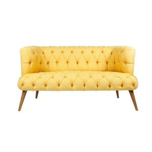 Canapea fixa West Monroe, Zeon, 2 locuri, 140x75x76 cm, lemn, galben imagine