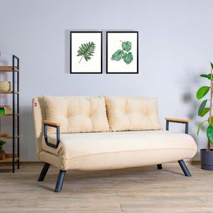 Canapea extensibila 2 locuri, Futon, 859FTN1275, Metal , Crem imagine