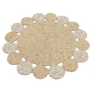 Covor, Ptn 03 Natural White , 90x90 cm, 100% POLIPROPILEN/IUTA/BUMBAC RECICLAT, Bej/Alb imagine