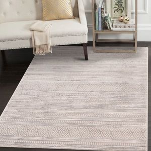 Covor, Motto 4480, 80x150 cm, Polipropilena, Gri / Bej / Maro imagine