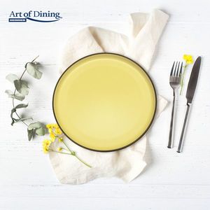 Set 6 farfurii intinse Medeea, Art of Dining by Heinner, 27 cm, ceramica, galben/negru imagine