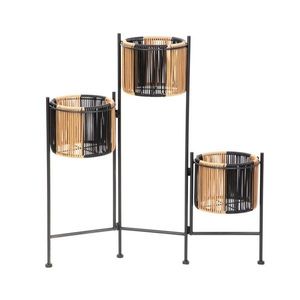 Suport pentru flori Floero, Homla, 67x23x70 cm, metal, negru/natur imagine