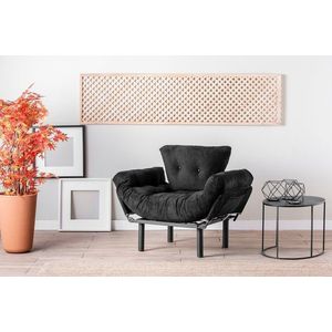 Fotoliu extensibil Nitta Single, Futon, 135x70 cm, metal, negru imagine