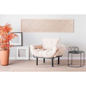Fotoliu extensibil Nitta Single, Futon, 135x70 cm, metal, crem imagine