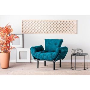 Fotoliu extensibil Nitta Single, Futon, 135x70 cm, metal, verde petrol imagine
