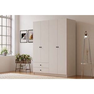 Dulap pentru haine, Rabi, Rb-067, 120x180x45 cm, PAL, Alb mat imagine