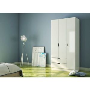Dulap pentru haine, Rabi, Rb-155, 90x180x45 cm, PAL, Alb mat imagine