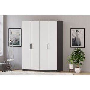 Dulap pentru haine, Rabi, Rb-183-01, 120x180x45 cm, PAL, Alb mat / Antracit imagine