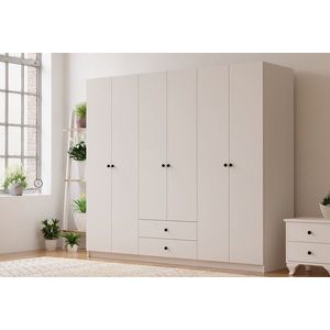 Dulap pentru haine, Rabi, Rb-069, 180x180x45 cm, PAL, Alb mat imagine