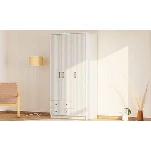 Dulap pentru haine, Rabi, Rb-185, 105x184x52 cm, PAL, Alb mat imagine