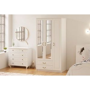 Dulap pentru haine, Rabi, Rb-176, 105x210x52 cm, PAL, Alb mat imagine