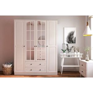 Dulap pentru haine, Rabi, Rb-013, 140x210x52 cm, PAL, Alb mat imagine