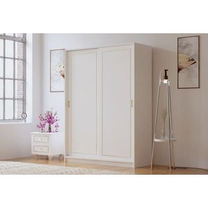 Dulap pentru haine, Rabi, Rb-093, 140x190x56 cm, PAL, Alb mat imagine