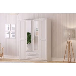 Dulap pentru haine, Rabi, Rb-186-03, 140x210x52 cm, PAL, Alb mat imagine