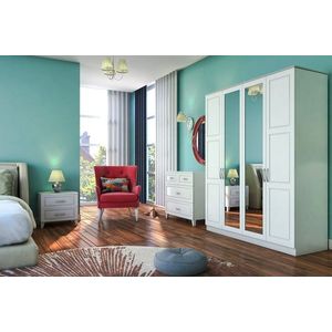 Dulap pentru haine, Rabi, Rb-163, 140x184x52 cm, PAL, Alb mat imagine