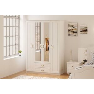 Dulap pentru haine, Rabi, Rb-177, 140x210x52 cm, PAL, Alb mat imagine