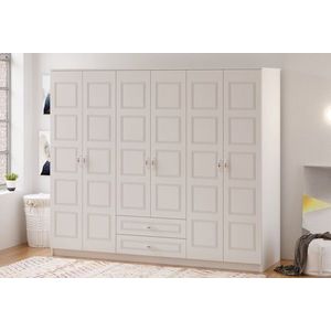 Dulap pentru haine, Rabi, Rb-003, 210x180x52 cm, PAL, Alb mat imagine