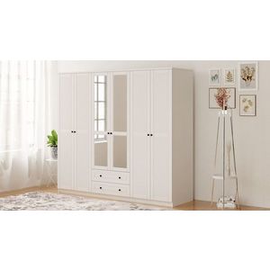 Dulap pentru haine, Rabi, Rb-064-03, 210x184x52 cm, PAL, Alb mat imagine