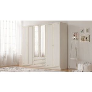 Dulap pentru haine, Rabi, Rb-085-02, 210x210x52 cm, PAL, Alb mat imagine