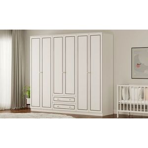 Dulap pentru haine, Rabi, Rb-094-01, 210x180x52 cm, PAL, Alb mat imagine