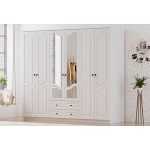 Dulap pentru haine, Rabi, Rb-107, 210x210x52 cm, PAL, Alb mat imagine