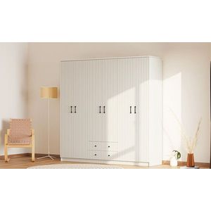 Dulap pentru haine, Rabi, Rb-185-07, 210x210x52 cm, PAL, Alb mat imagine