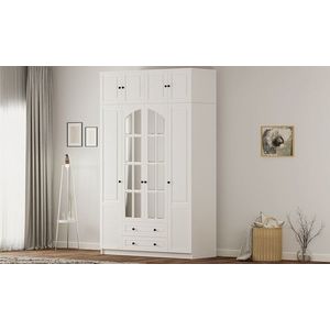 Dulap pentru haine, Rabi, Rb-185-18, 140x240x52 cm, PAL, Alb mat imagine